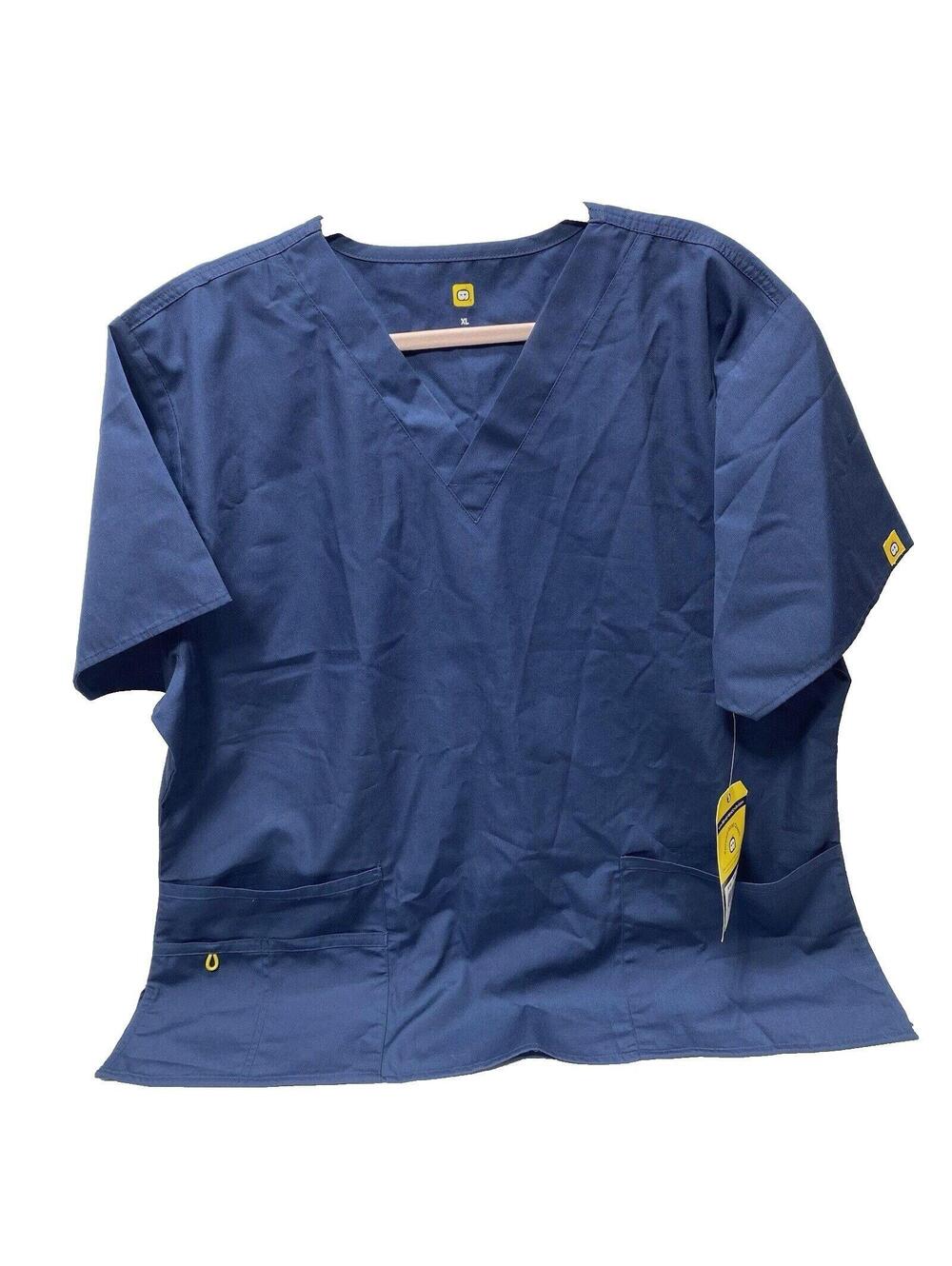 Navy Blue Women’s Nurse Scrub Top V-Neck T-Shirt w/ Pockets XL Brand New